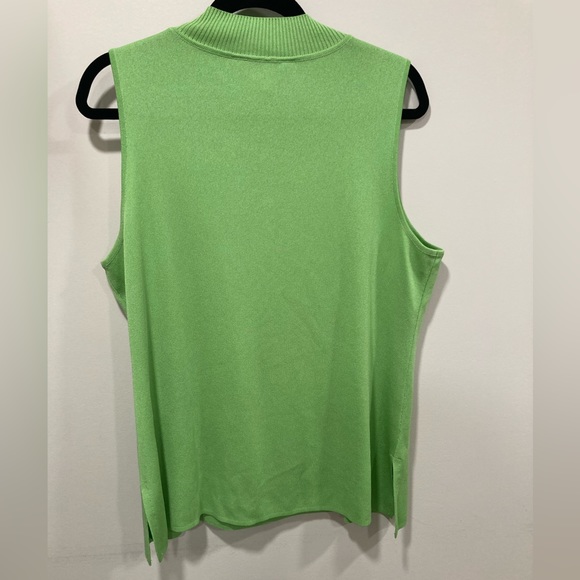 EXCLUSIVELY MISOOK KELLY GREEN HIGH MOCK NECK KNIT SLEEVELESS SHELL TANK TOP 1X - Picture 2 of 2